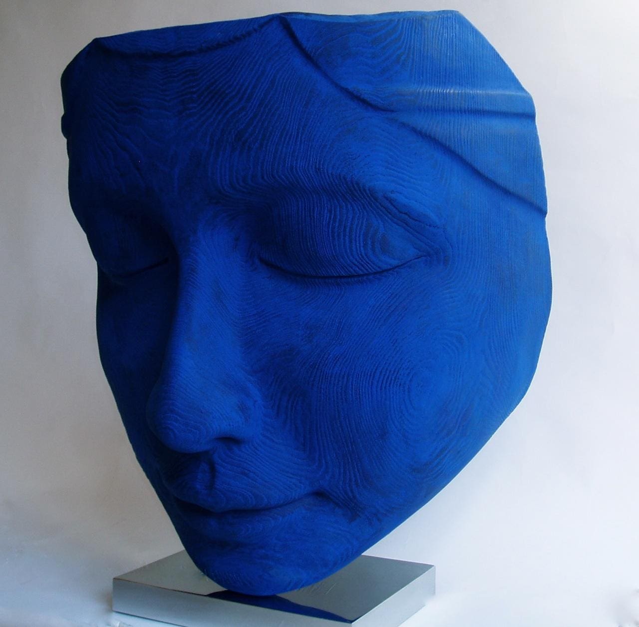 The Ponderer (Calm Carved Woman`s Face Mask sculpture) - Image 3