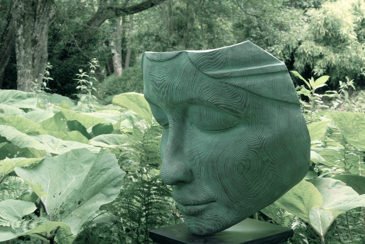 The Ponderer (Calm Carved Woman`s Face Mask sculpture) - Image 5