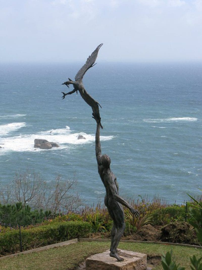 Freedom (Bronze Lifesize Man Flying Eagle sculpture)