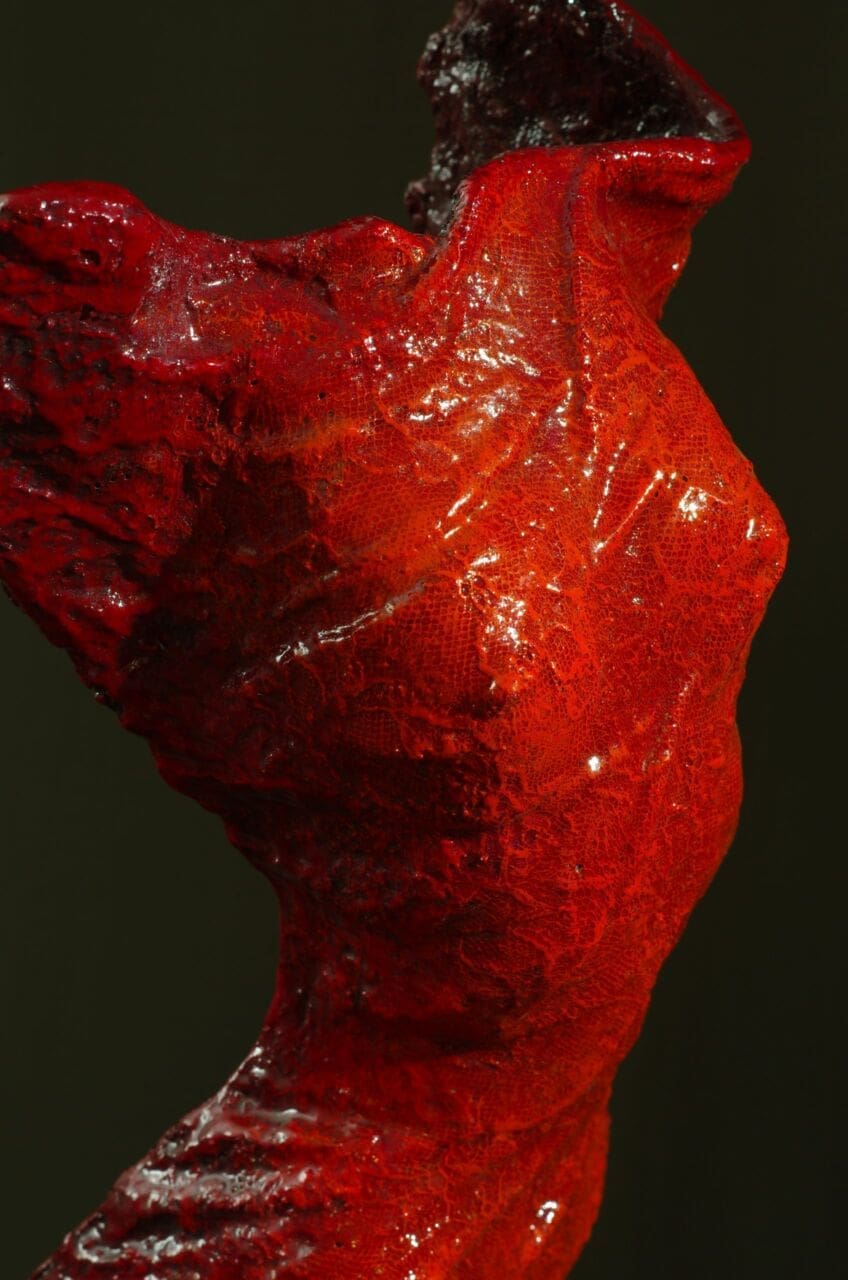 Glow (Painted Red Textured Female Torso statue) - Image 4