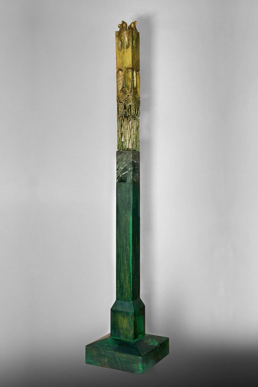 Column (Abstract Bronze Vertical Head sculpture)