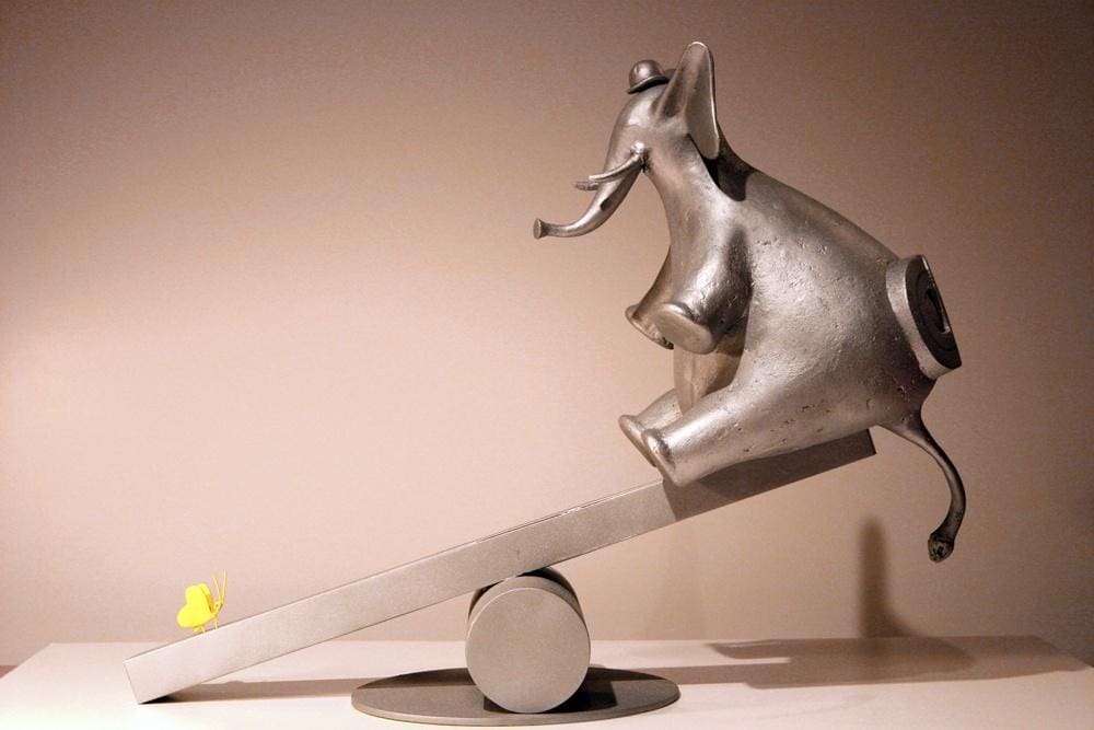 Unbalanced (Fun Elephant and Duckling statue)