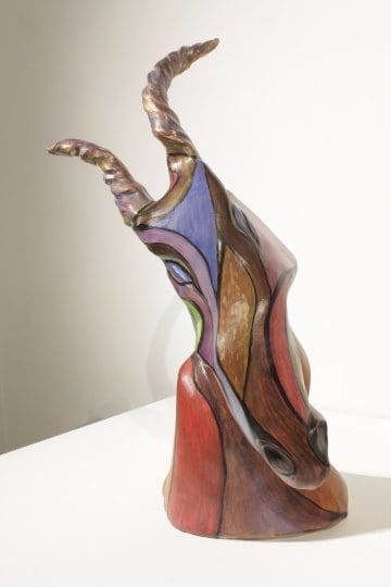Bo is a Beast (Colourful Abstract Antelope Head statue)