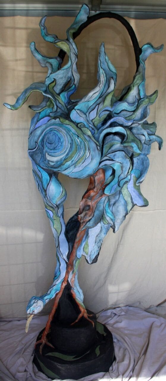 Fernando (Big Contemporary Abstract Blue Heron sculpture)