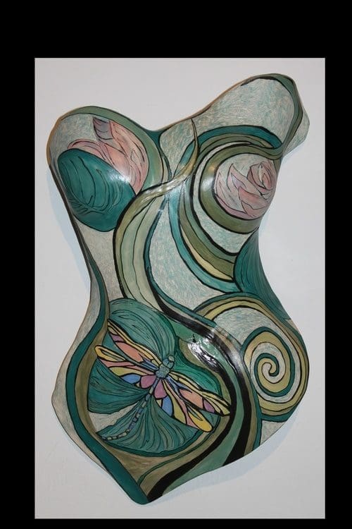 Waterlily and Dragonfly Torso (Nude Wall Torso sculpture)