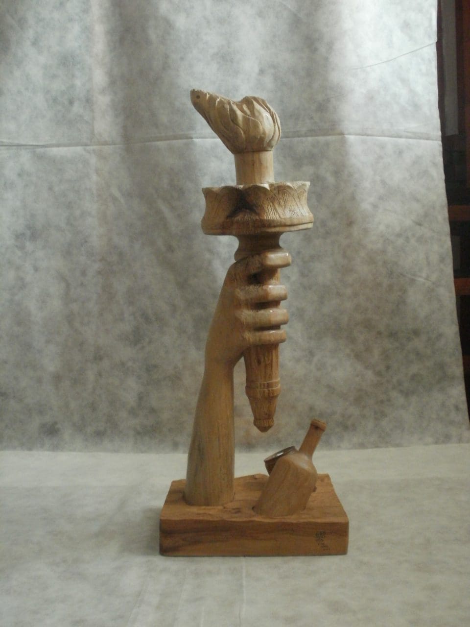 Global Warming Freedom (Carved Symbolic Hand Torch statue) - Image 4