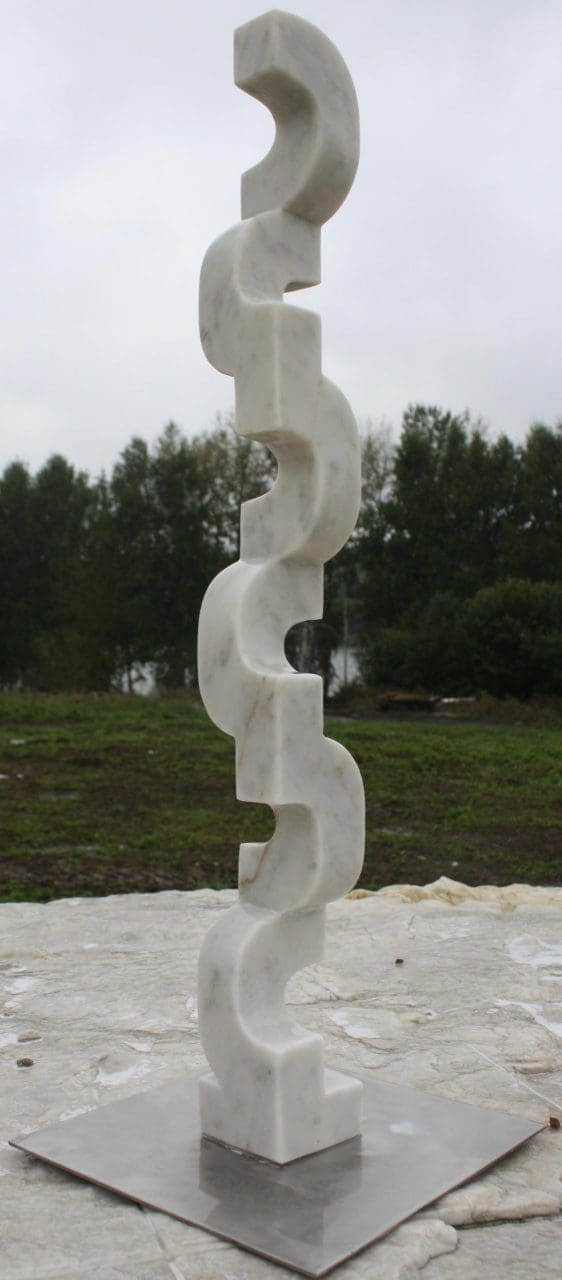 Step By Step (Carved marble Vertical sculpture) - Image 2