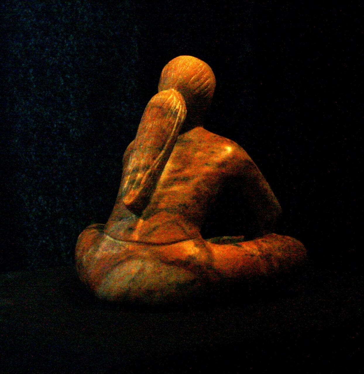 'Omvati,'Carved Stone Seated Squatting Woman sculpture, - Image 4