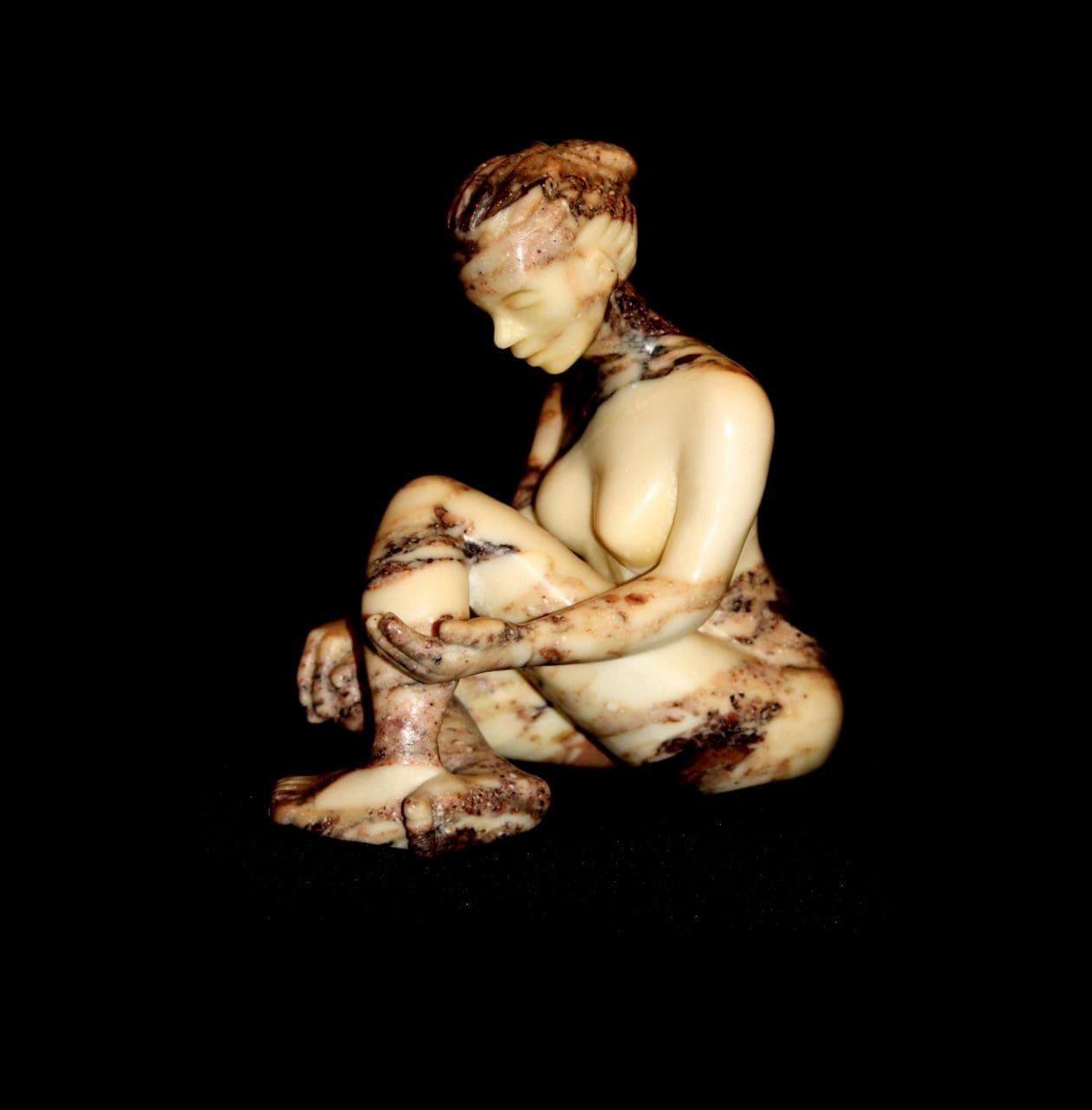 The Pearl (Little Carved marble Nude Seated Girl statuettes figurine)