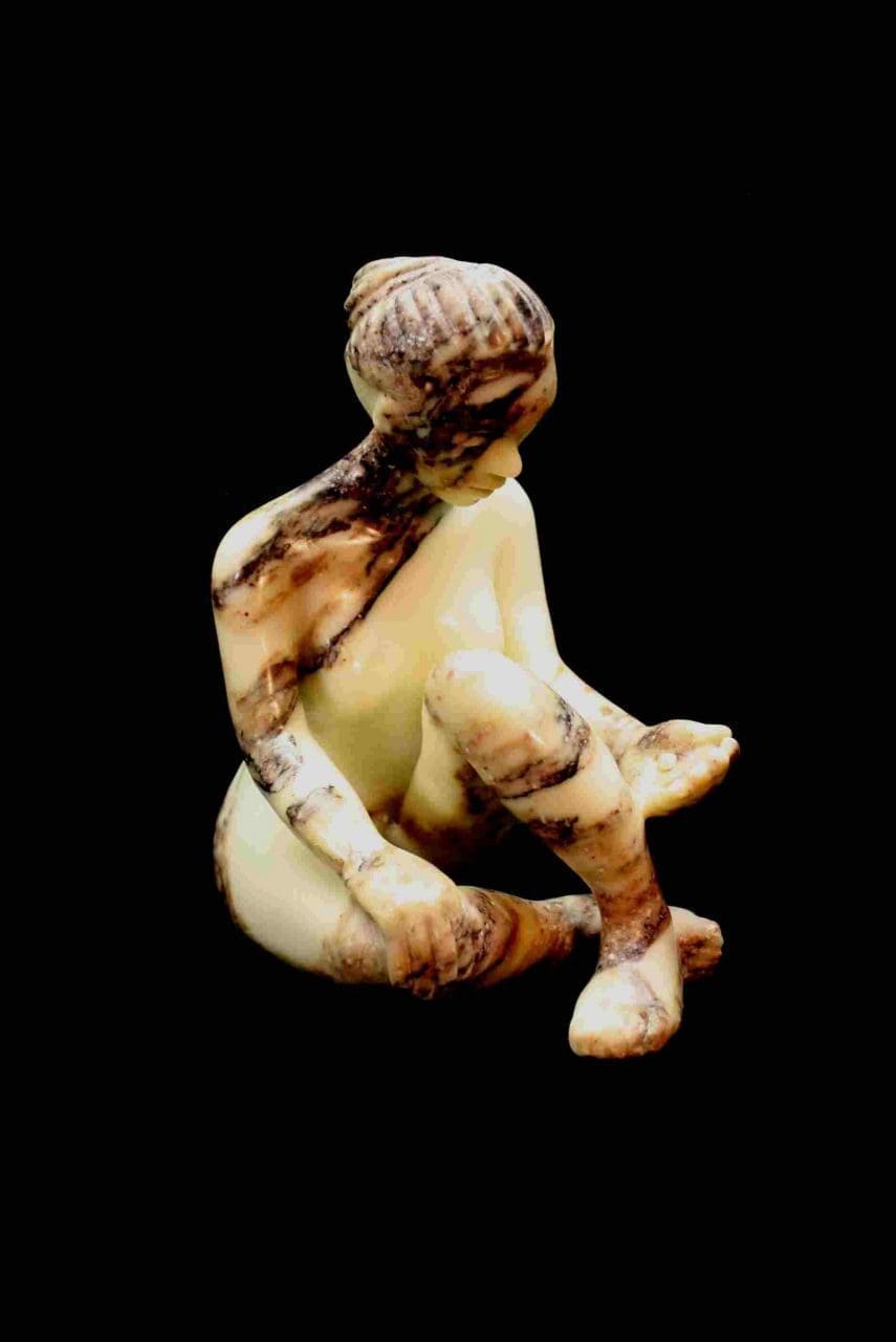 The Pearl (Little Carved marble Nude Seated Girl statuettes figurine) - Image 2