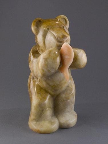 Bear Necessities (Minimalist Carved Eating statue)