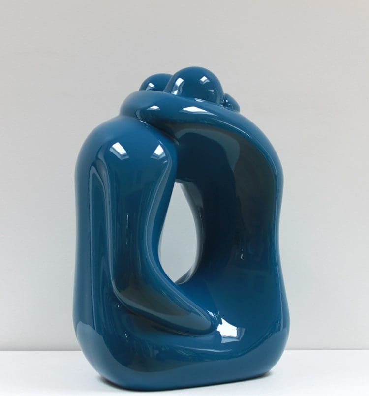 Azure Blue Hugging Couple (Abstract sculpture)
