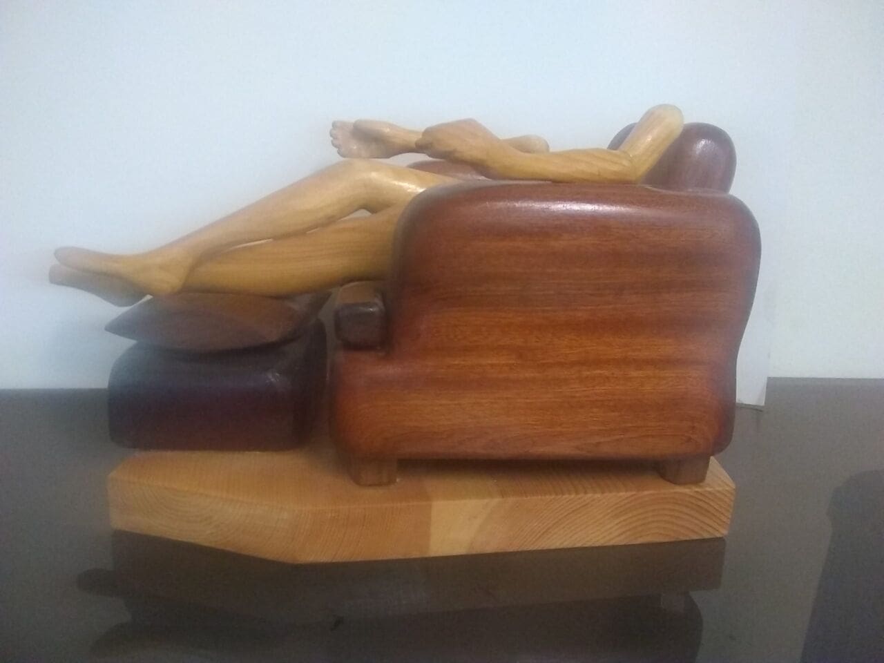 Couch Potato (Carved Wood figurative Seat sculpture) - Image 2