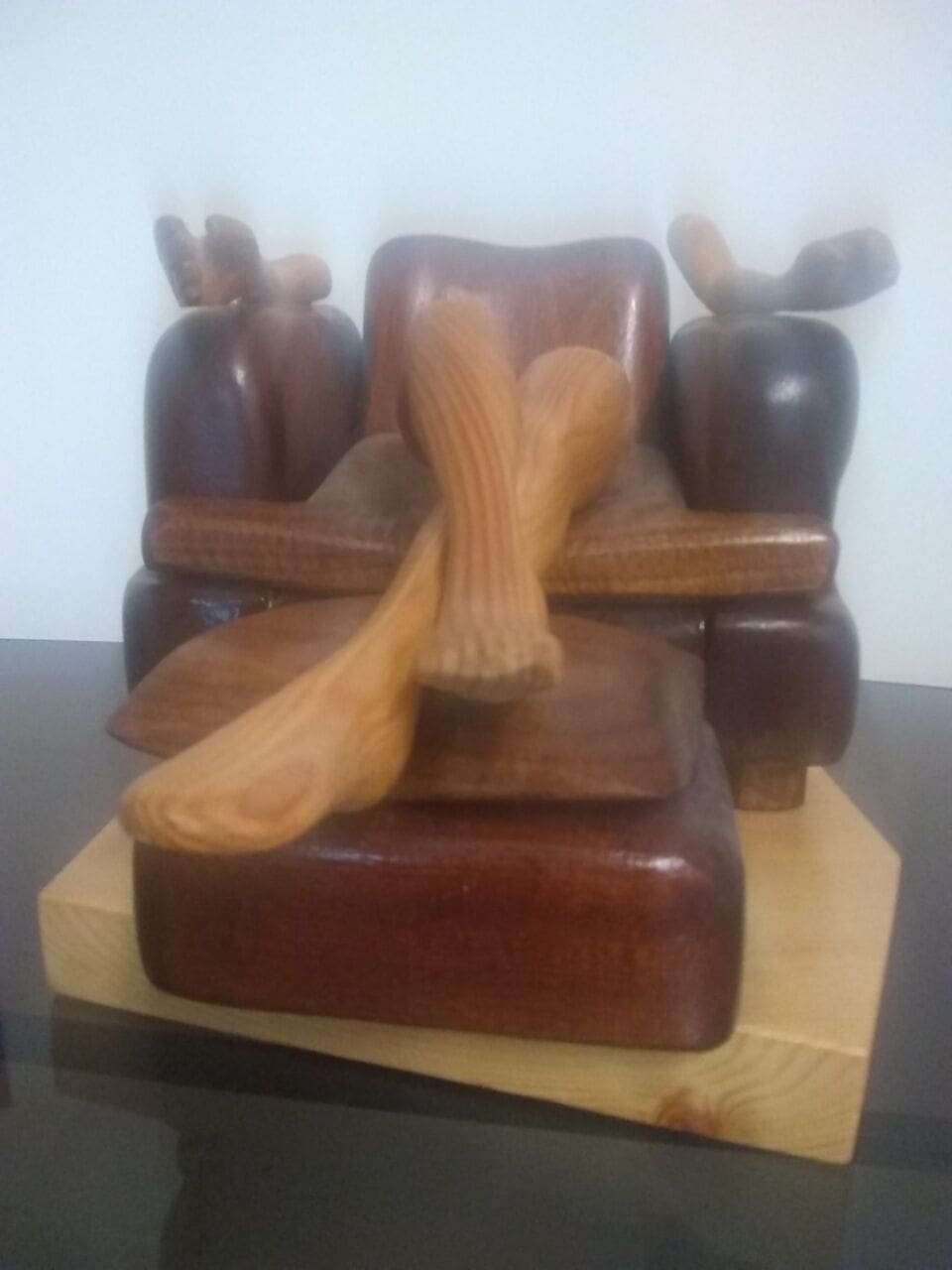 Couch Potato (Carved Wood figurative Seat sculpture) - Image 3