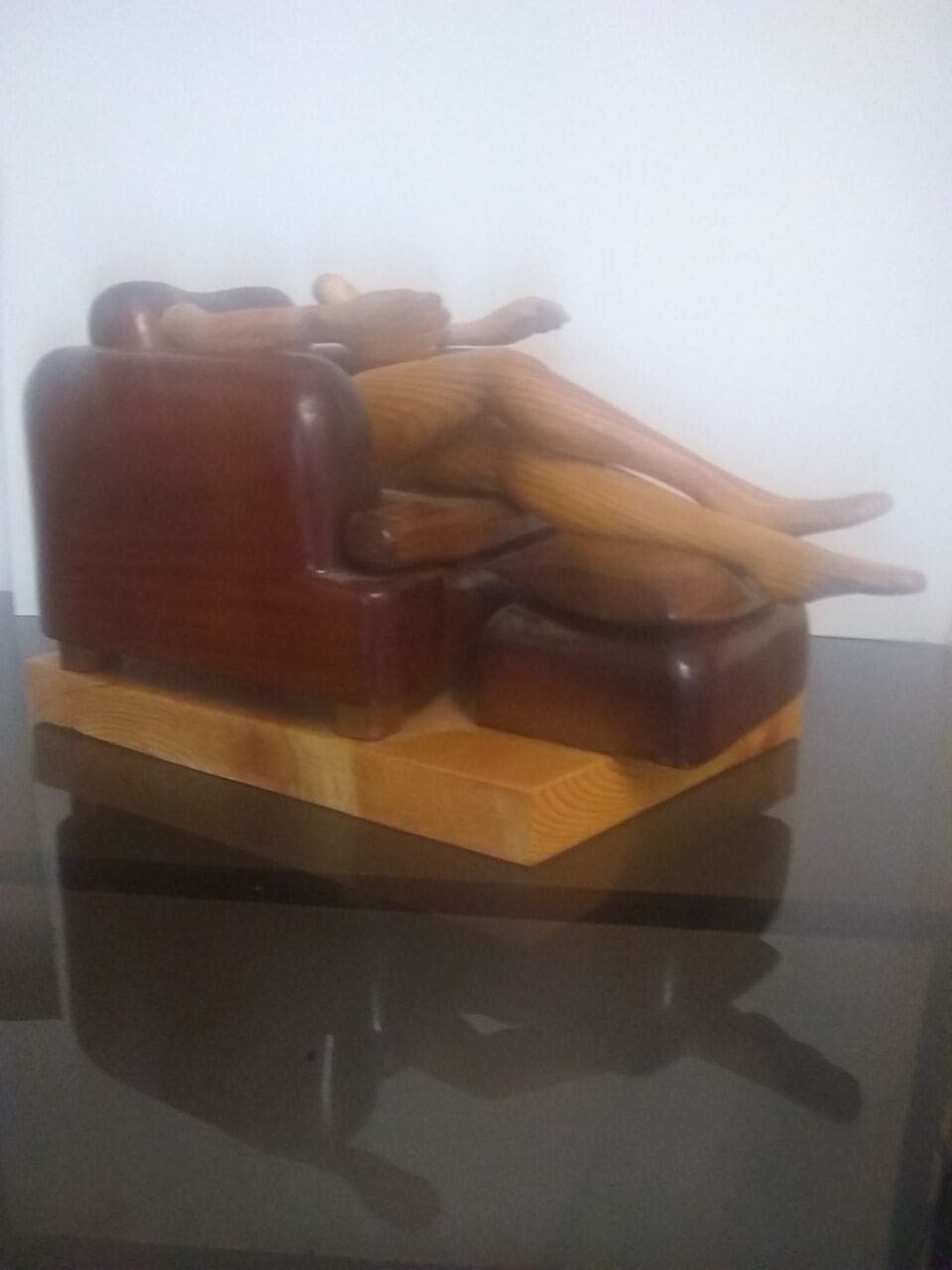 Couch Potato (Carved Wood figurative Seat sculpture) - Image 4