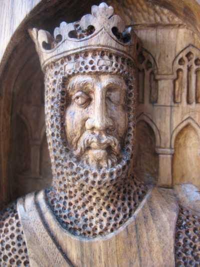 Bohemian King/Wenceslaus I. (Carved Wood Bas Relief Plaque)