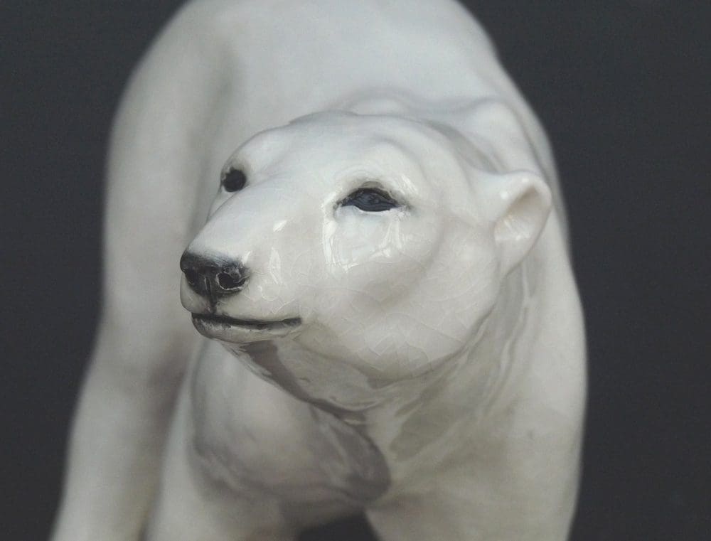 Polar Bear (Walking Hunting Ceramic Prowling statue)
