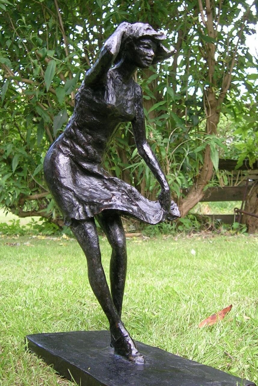 Girl in a Breeze 2 (Small Bronze Female statue)