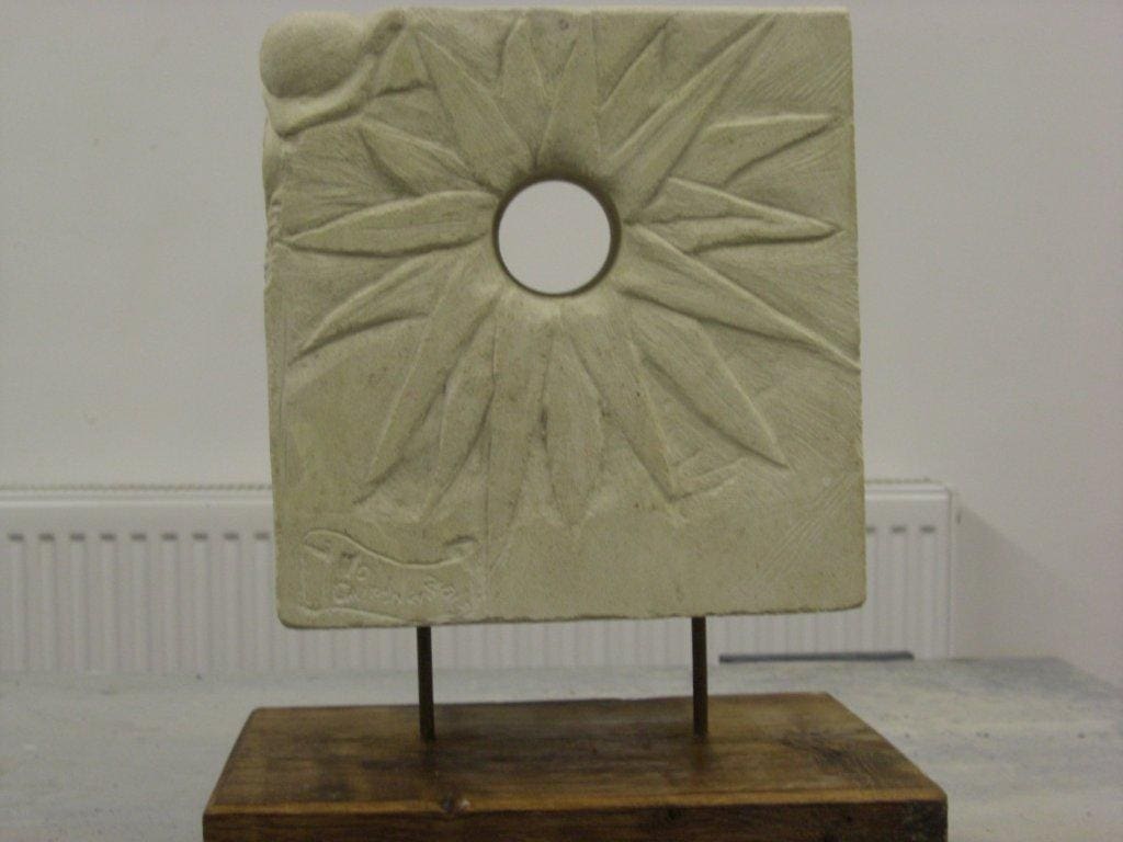 Epiphany Cube (Carved Stone Floral Low Relief statue) - Image 2