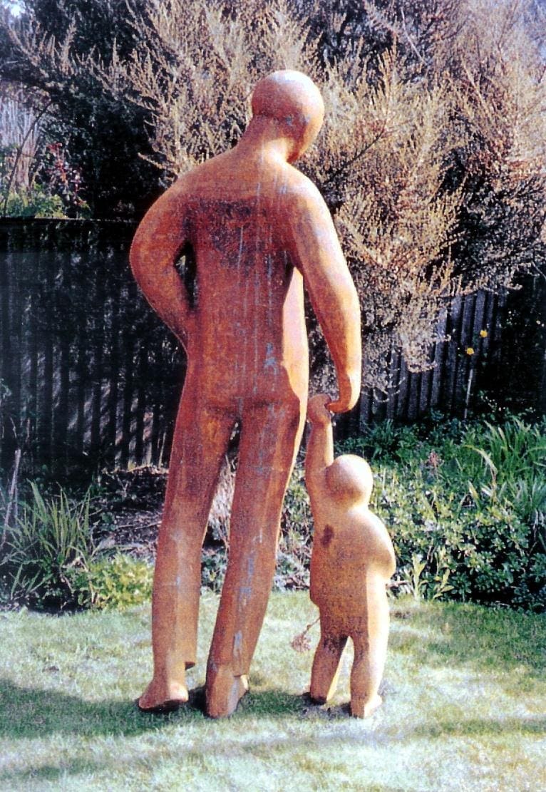 Father and Child (Iron resin Lifesize Garden statue)