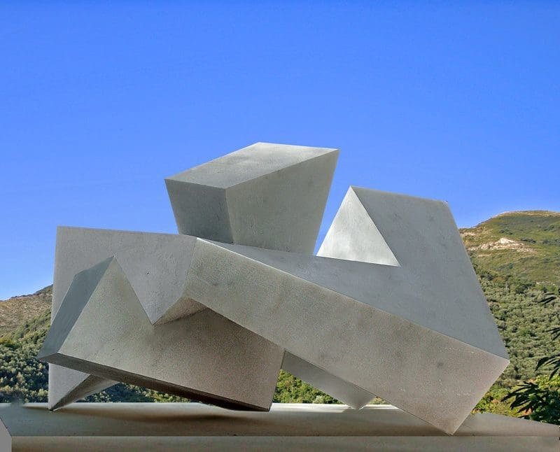Elusive (Little Geometric Carved marble statuette)
