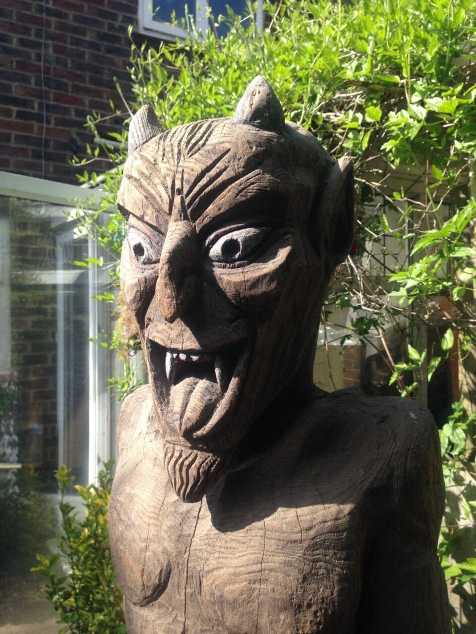 Old Nick I (Carved Grotesque Face Wall sculpture)