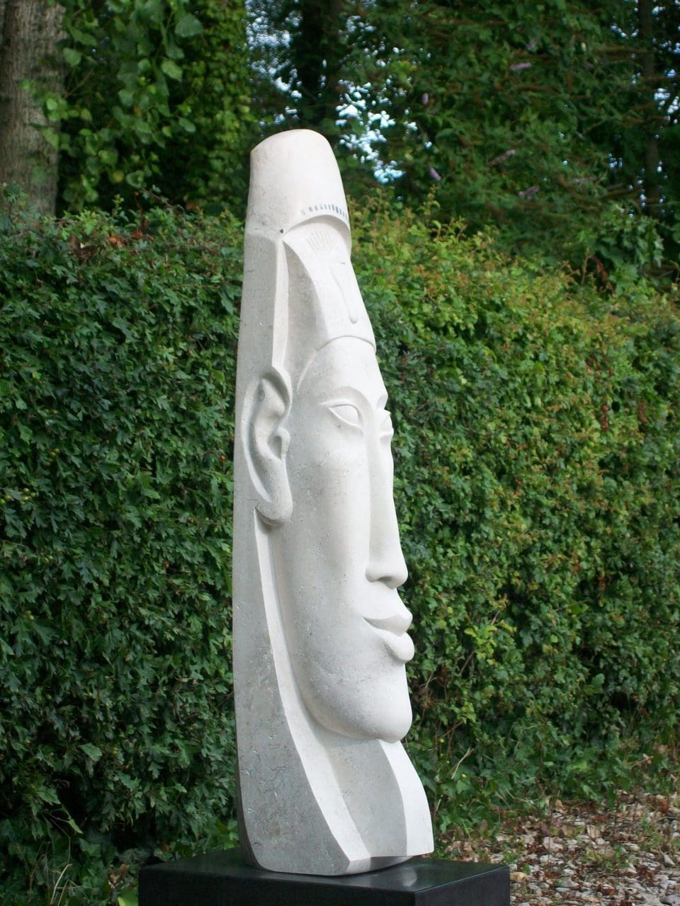 Akhenaten (Carved stone Modern Pharadh`s Head statue)