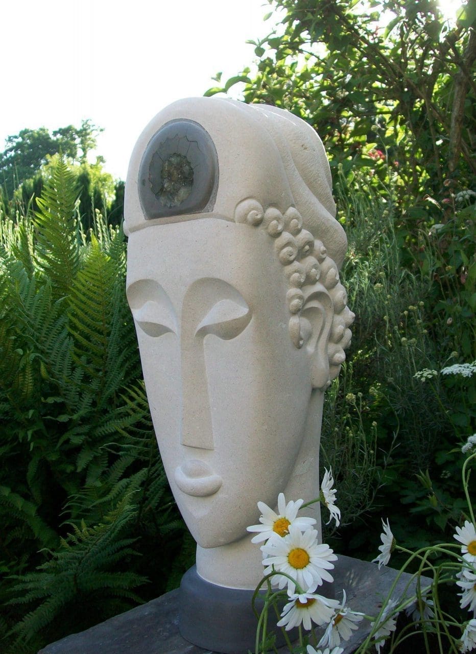 Ammonite Head (Carved Contemporary Buddha Head statue) - Image 5