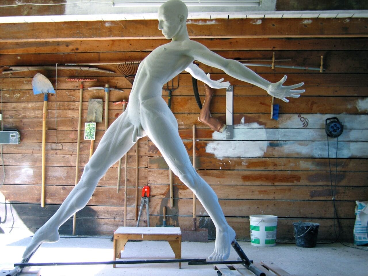 Grand Defi (Bronze Striding Man Balancing Sculpture) - Image 3