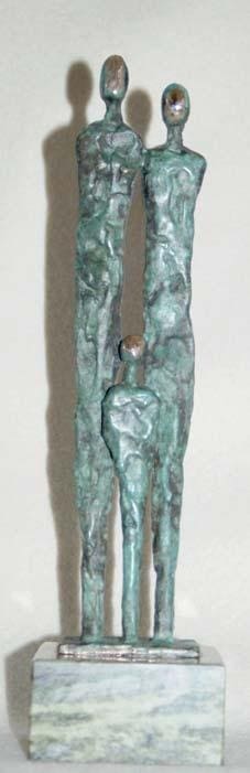Family (Small Bronze figurative Semi Abstract statue)