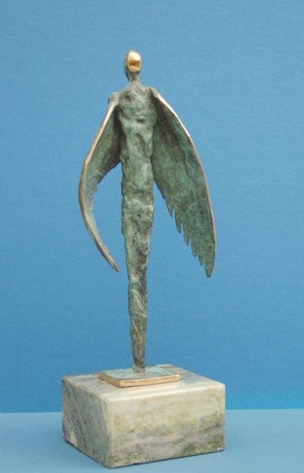 Winged Figure (Small Abstract Modern Angel sculpture)