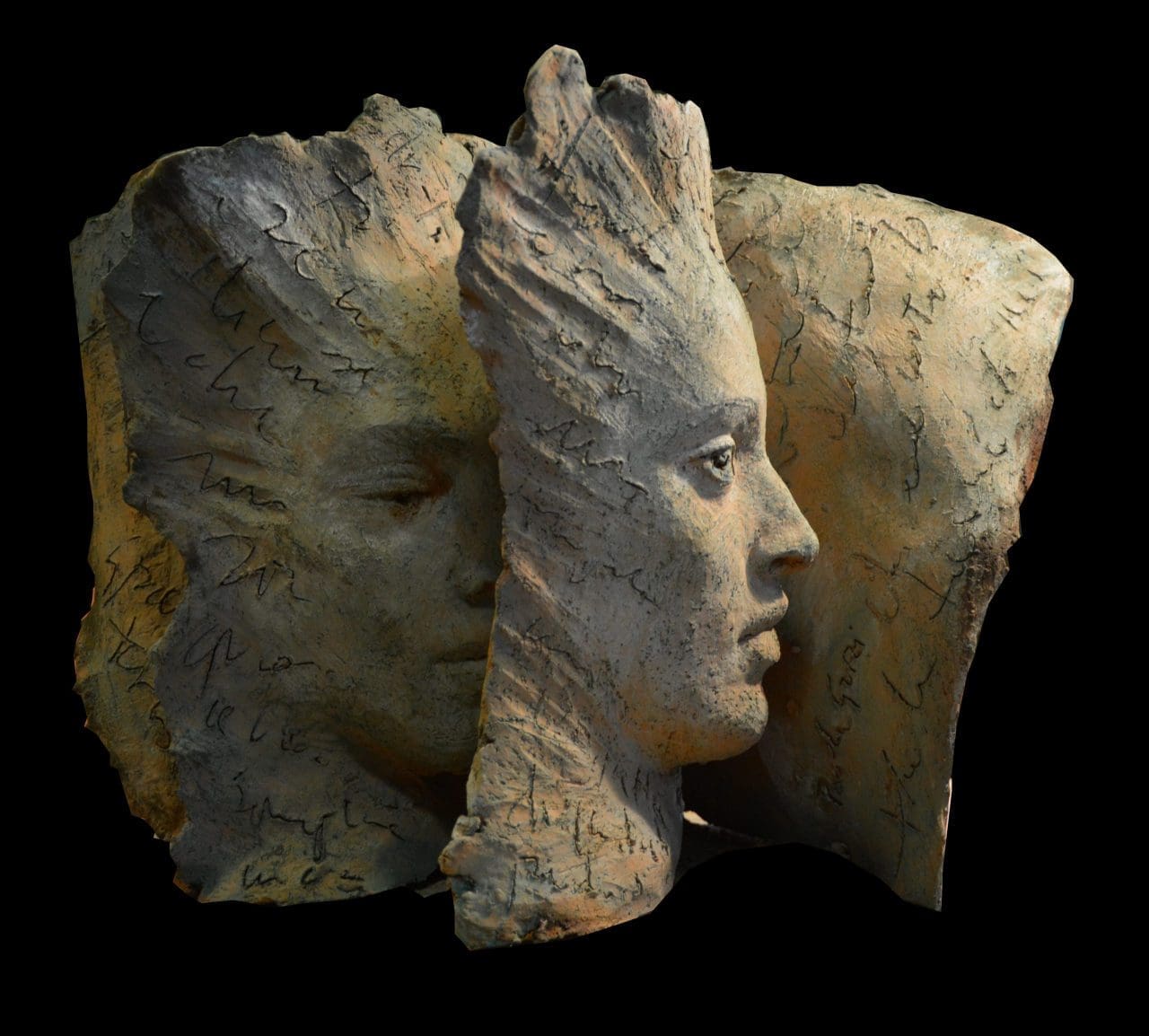 inside faces (Abstract Beautiful Female Face ceramic statues sculpture)