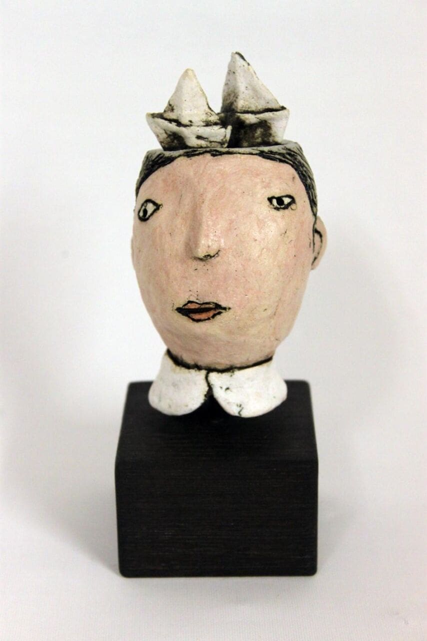 Water on the Brain (Naive Amusing Ceramic Head sculptures)