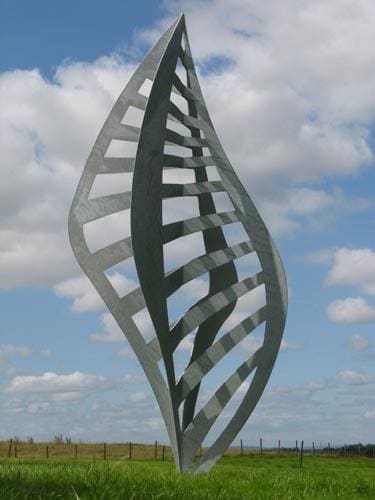 Mistral #1 (Tall Abstract Steel Garden Leaf sculpture)