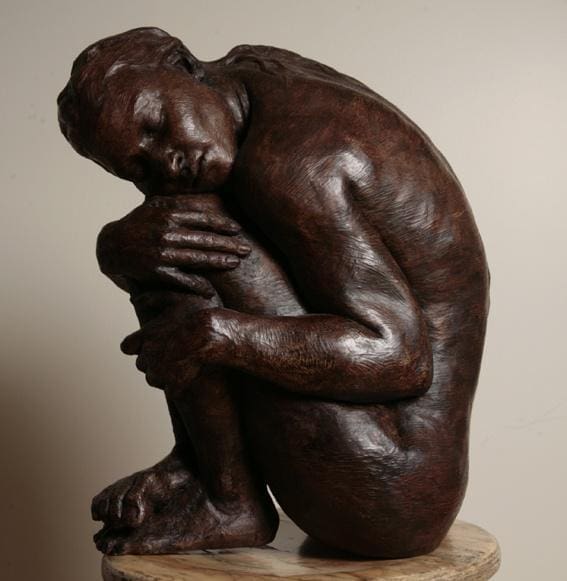 Lull 2 (Crouching Young Thinking Naked Woman sculpture)