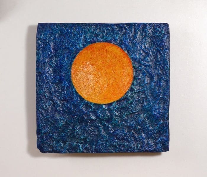 Saturday Sun (Bronze Relief Wall Hung Blue statue)