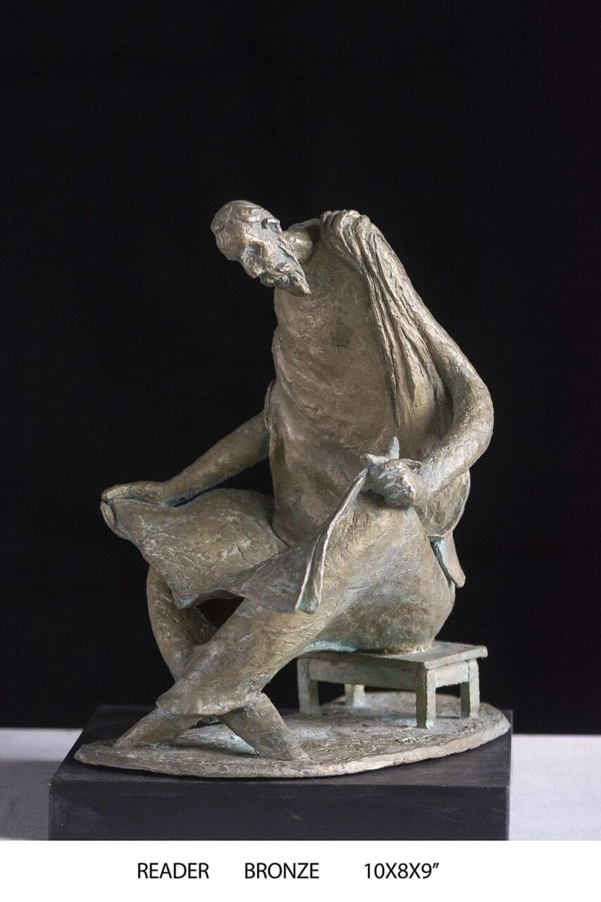 Reader (Little Bronze Seated Man Reading Paper statue) - Image 2