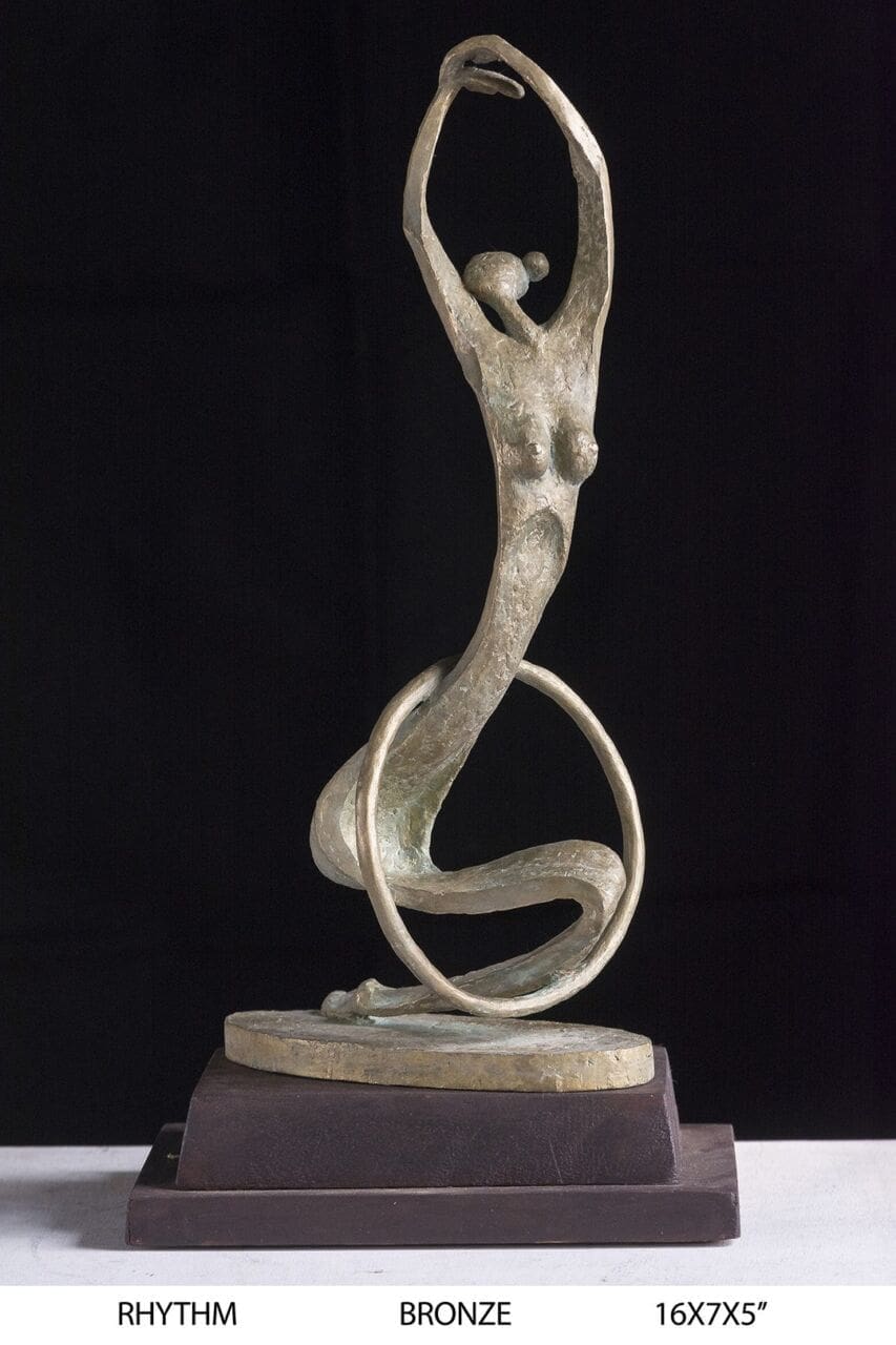 Rhythm (Small Bronze Abstract Dancing Girl sculpture)