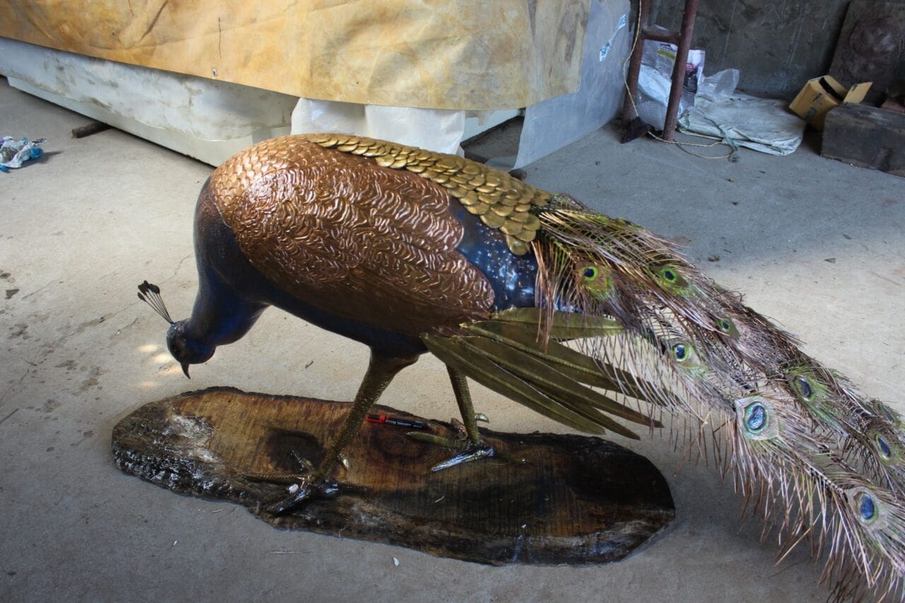 Peacock III (Copper Brass Lifesize Wild Bird statue) - Image 4
