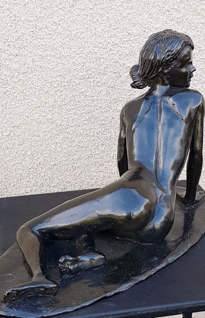 EURYDICE (Small Sitting Nude Goddess Bronze statue)