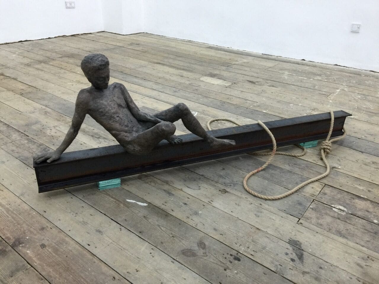 Fallen (Nude Man and Girder Bronze sculpture) - Image 2