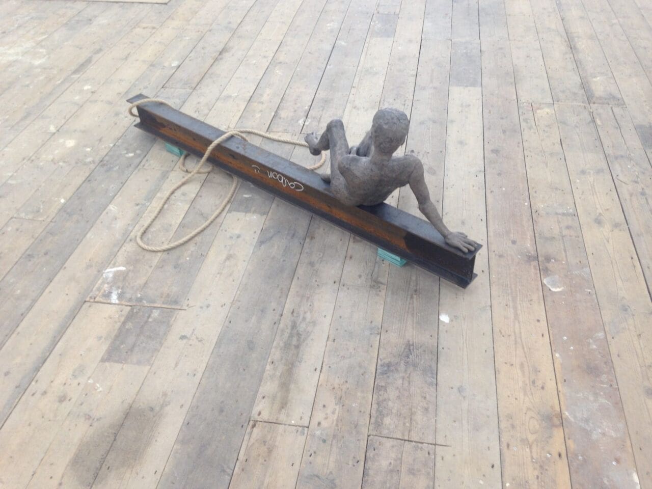 Fallen (Nude Man and Girder Bronze sculpture) - Image 5