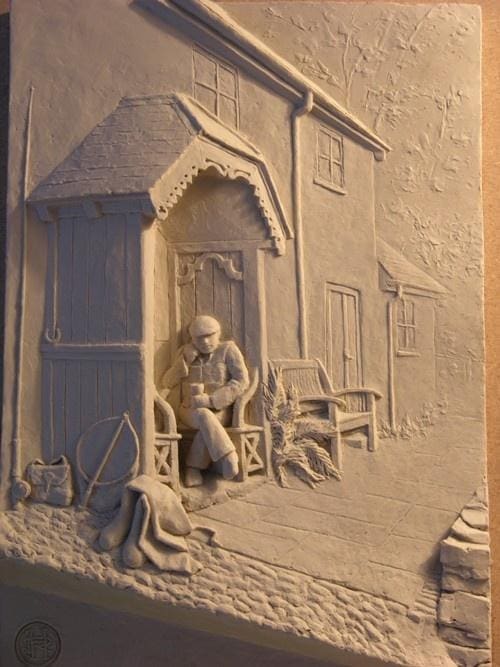 Waiting for the Evening Rise (Bronze Relief sculpture)