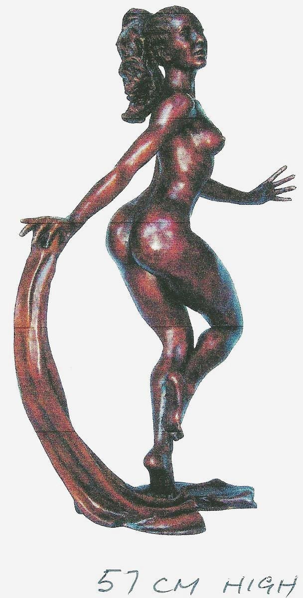Guida (Small Running Dancing Frolicking nude Girl Dance Bronze sculpture)