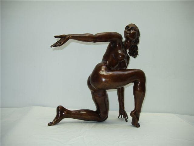 Roxanne (Small Bronze Kneeling nude Girl sculpture)