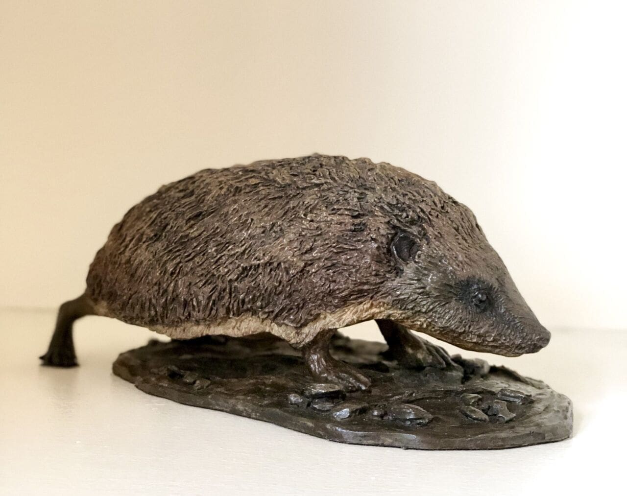 Hedgehog Study (Little Bronze Mounted Hedgehog sculpture)