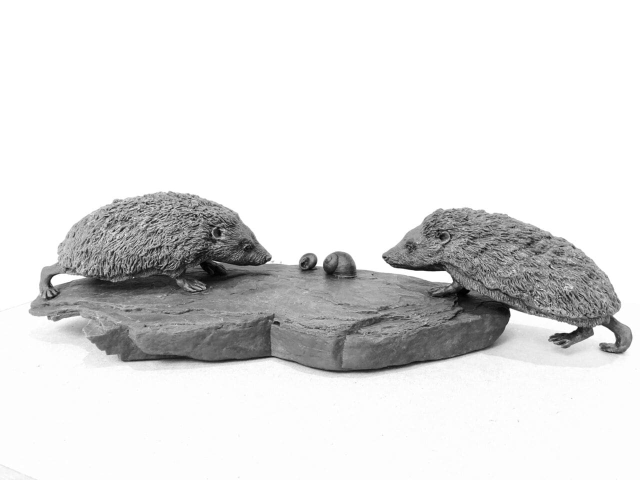 Two’s Company, Detailed Bronze of Two Hedgehog sculpture, - Image 2