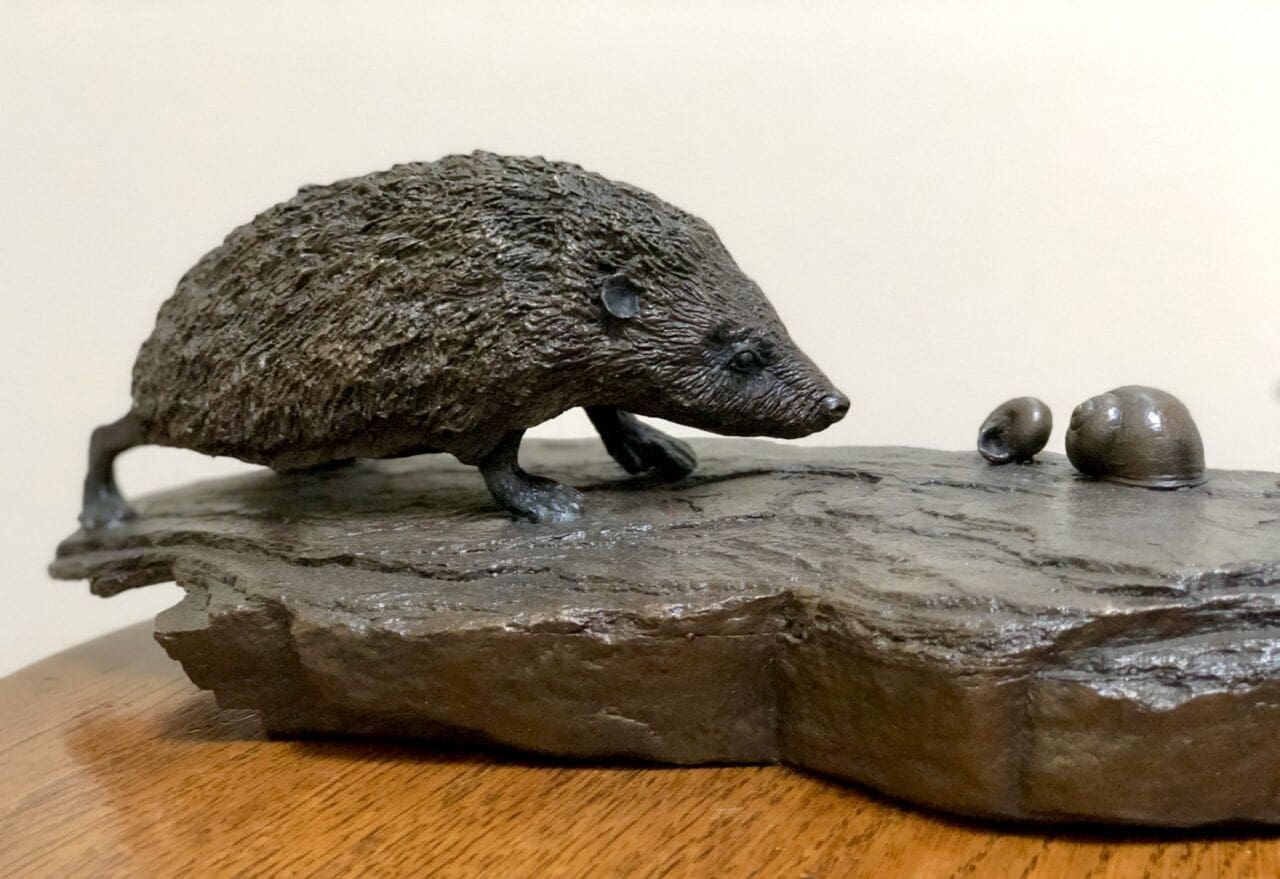 Two’s Company, Detailed Bronze of Two Hedgehog sculpture, - Image 3