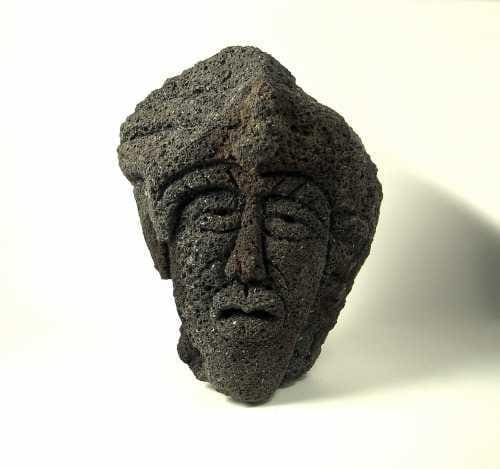 Indiano (Carved Lava Stone Face Primitive statuette)