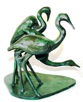 3 Egrets (Three Water Bird African Waders statuette)